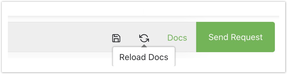 The toolbar showing the Reload Docs button.